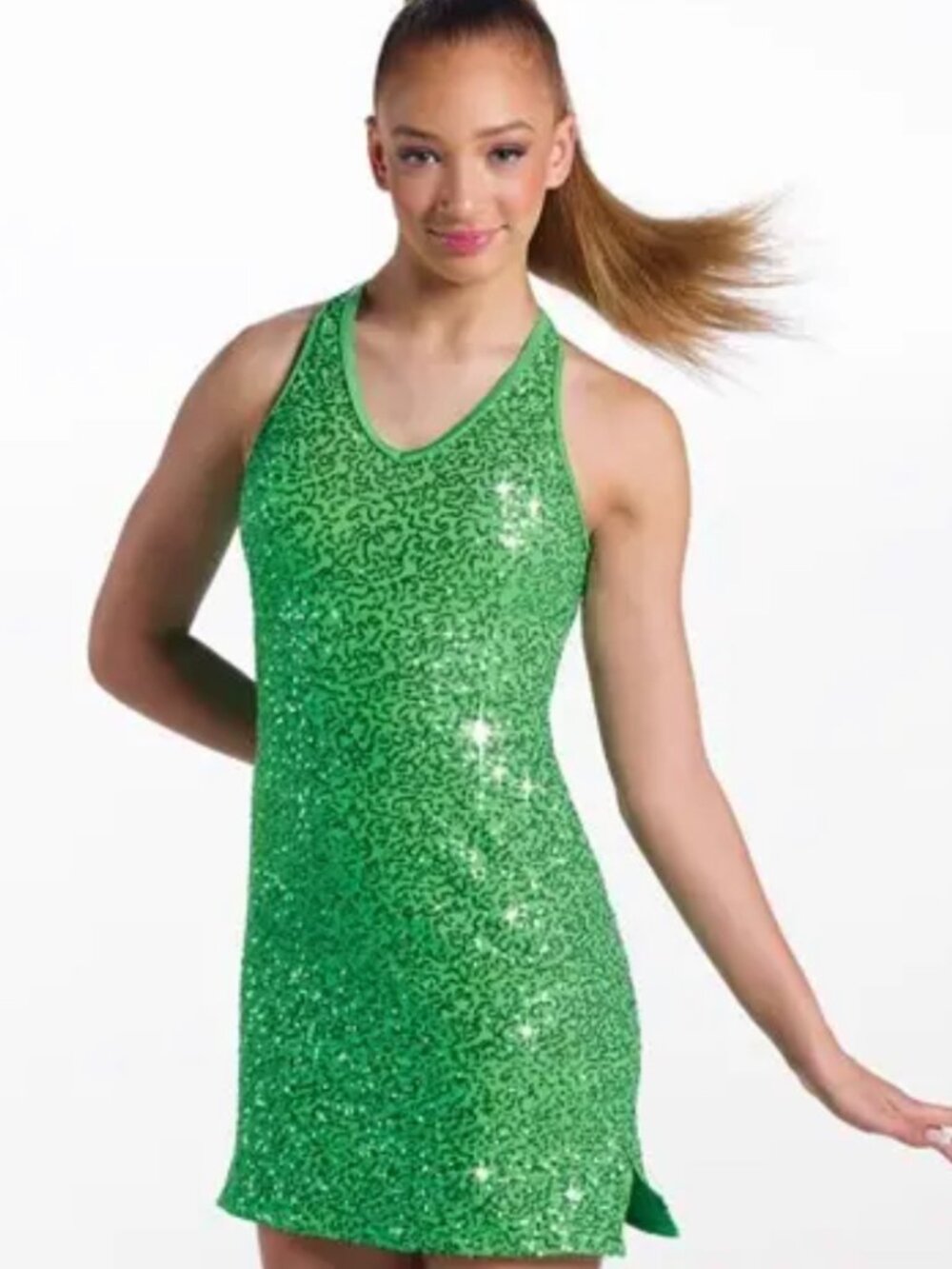 Balera Green Sequin Dance Halter Dress